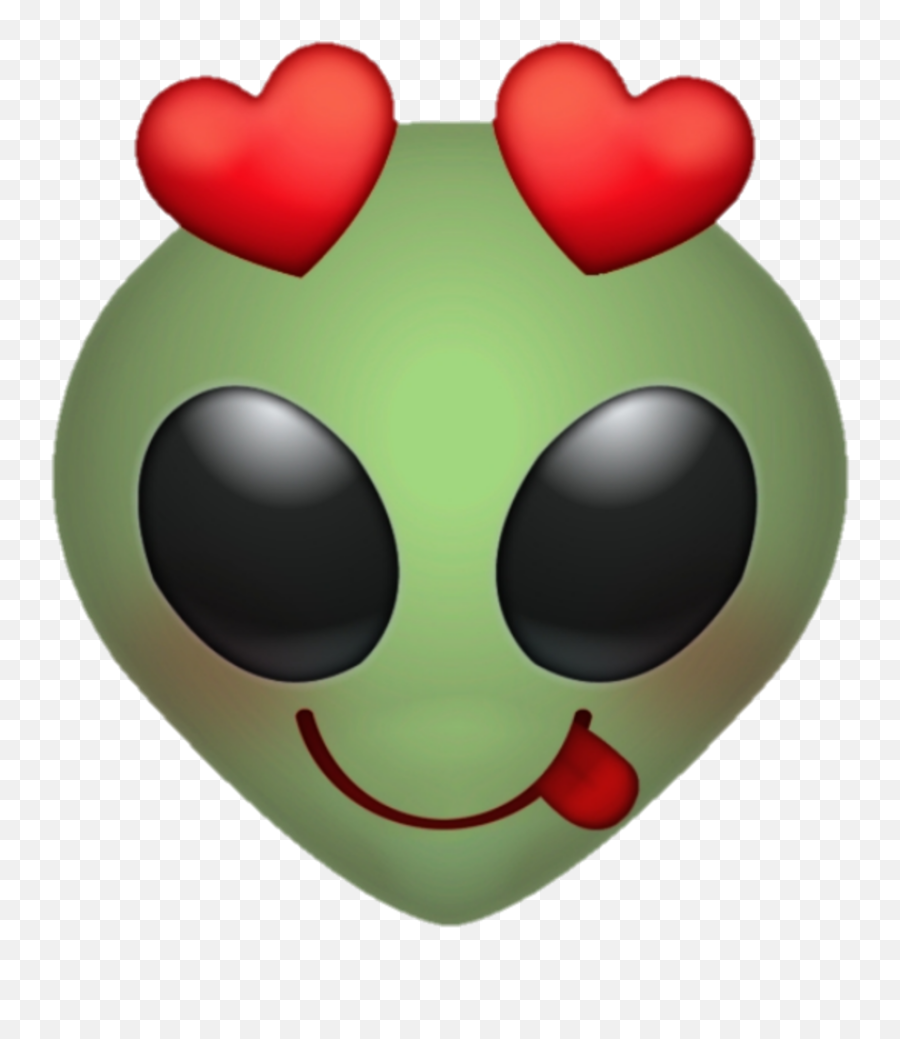 Emoji Alien Love Green Eyes Sticker By - Alien Emoji With Heart Eyes,Alien Emoji Png
