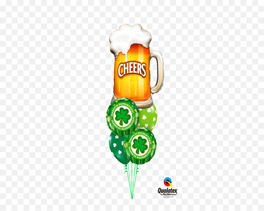 Cheers Itu0027s St Pattyu0027s Day Bouquet 1 Large Foil 2 Foil 2 Latex - Happy Birthday Beer And Balloon Emoji,Emoticons Irish Beer