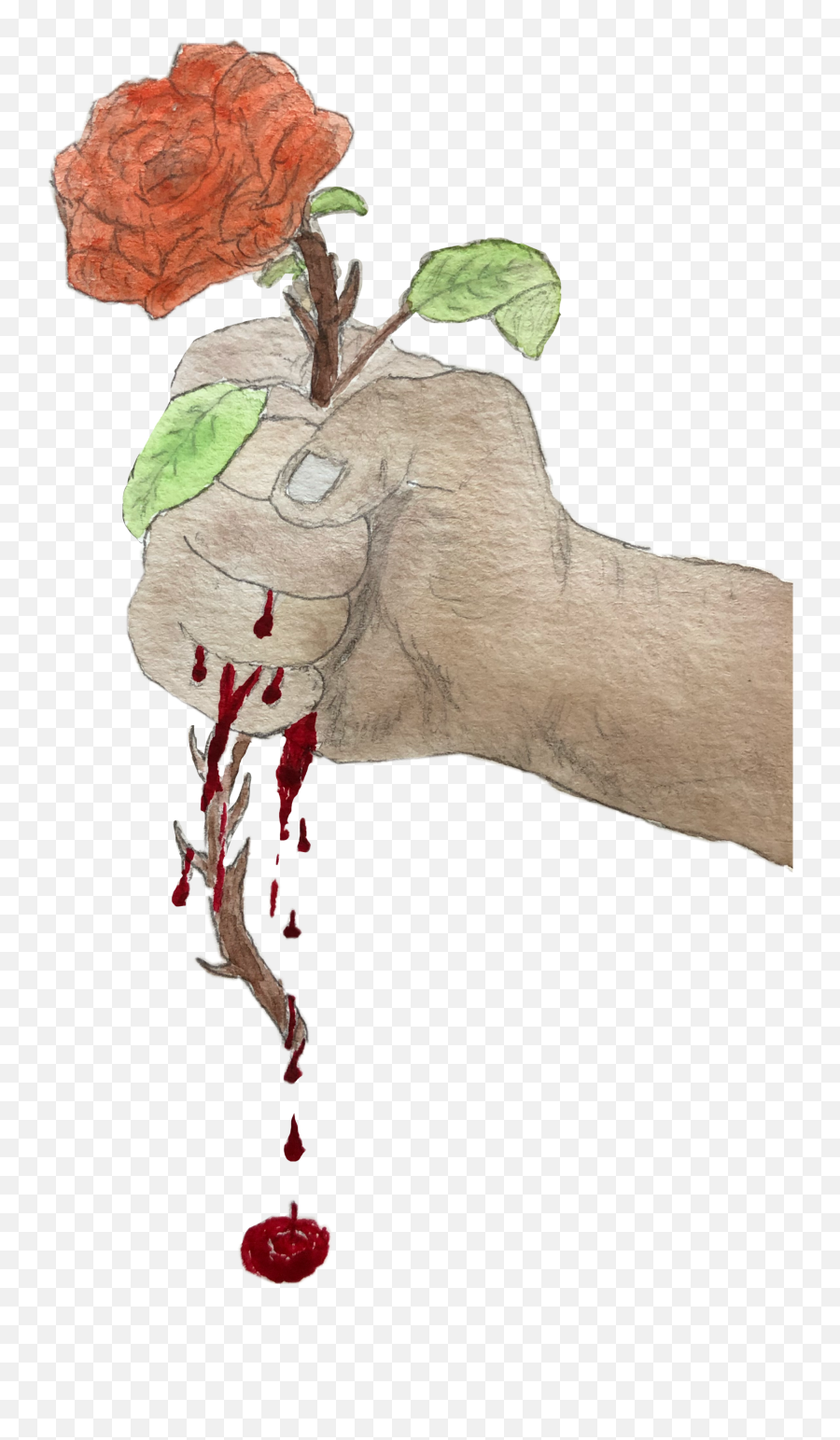 Flower Fist Nature Blood Hand Holding Sticker By Abby - Hand Holding A Rose With Blood Drawing Emoji,Blood Hand Emojis Png