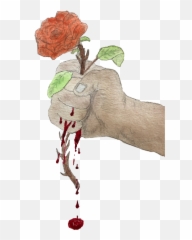 Flower Fist Nature Blood Hand Holding Sticker By Abby - Hand Holding A Rose With Blood Drawing Emoji,Blood Hand Emojis Png