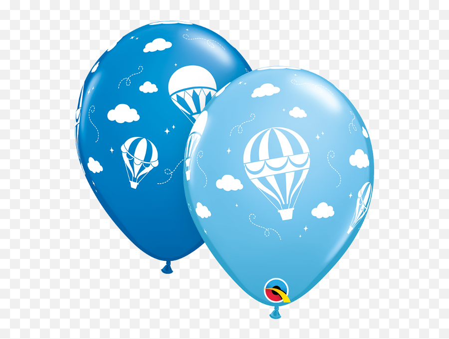 25 X 11 Qualatex Latex Balloons - Hot Air Balloons Blues Transparent Gold And Black Balloons Emoji,Hot Air Balloon Emoji