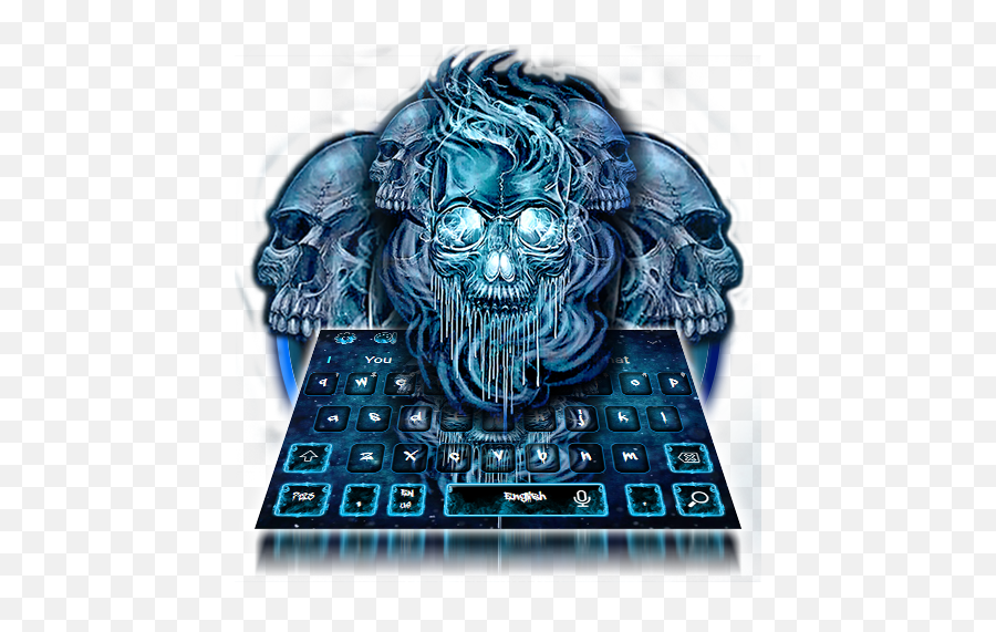Blue Black Skull Keyboard Theme - Scary Emoji,Black Emojis For Android 2015
