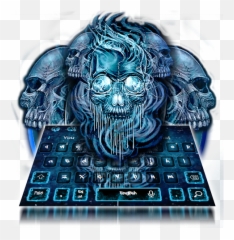 Blue Black Skull Keyboard Theme - Scary Emoji,Black Emojis For Android 2015