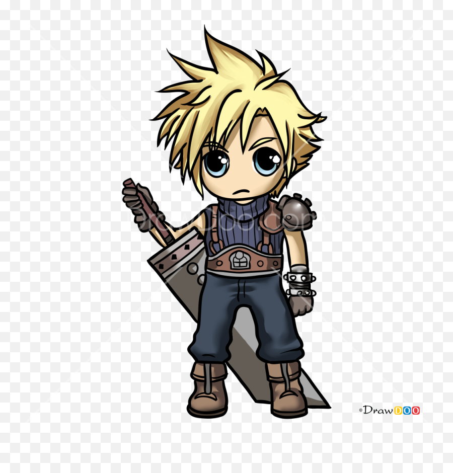 How To Draw Cloud Chibi Final Fantasy - Draw Cloud Final Fantasy Emoji,Final Fantasy Emojis Transparent