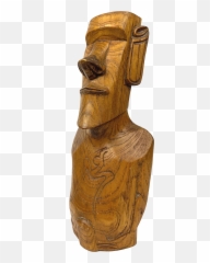 1950s Hand Carved Wood Moai Rapa Nui - Wood Statues Rapa Nui Emoji,Emotion Logo Field Moai