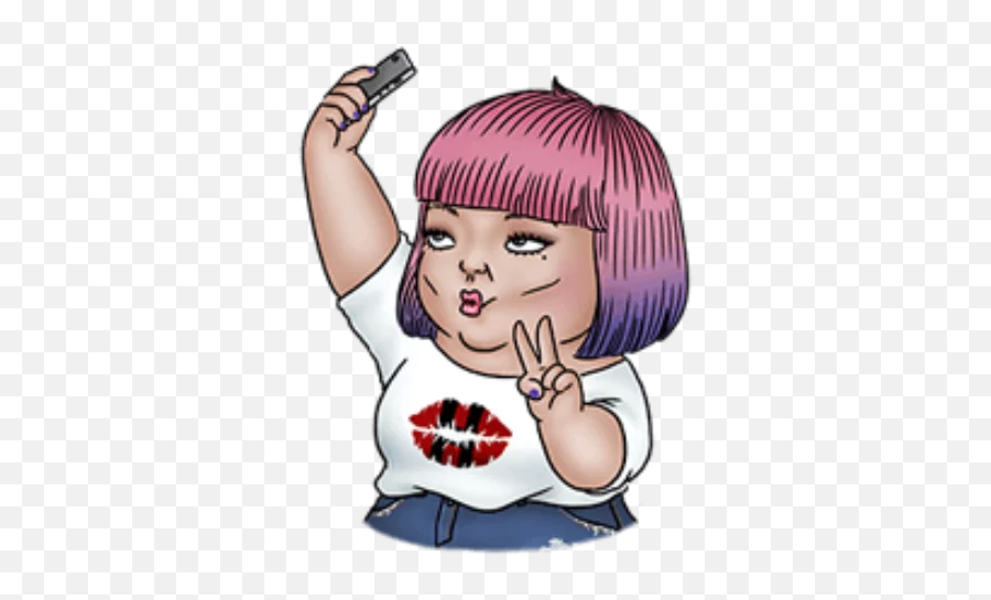 Chubby Girl Stickers For Whatsapp - Telephony Emoji,Chubby Emoji