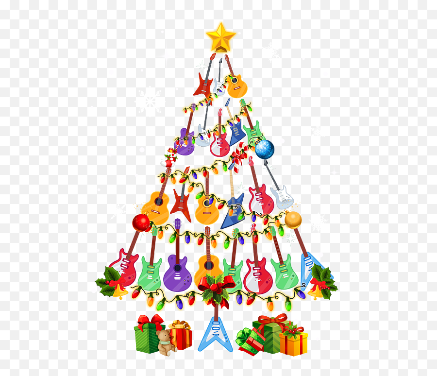 Guitar Christmas Tree Guitarist Lovers Noel Gift T - Shirt For Emoji,Christmas Decoration Emojis