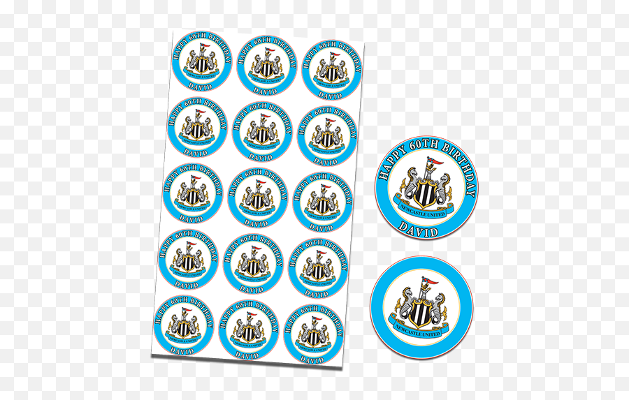 Newcastle United Football Club 15x 2u2033 Or 30x 15u2033 Cupcakes U2013 Can Be Personalised - Newcastle United Badge Cake Topper Emoji,Emoji Sheet Cakes