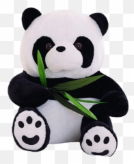 Panda With Bamboo Leaves Plush Toys For - Panda Doll With Leaf Emoji,Emotions Plush