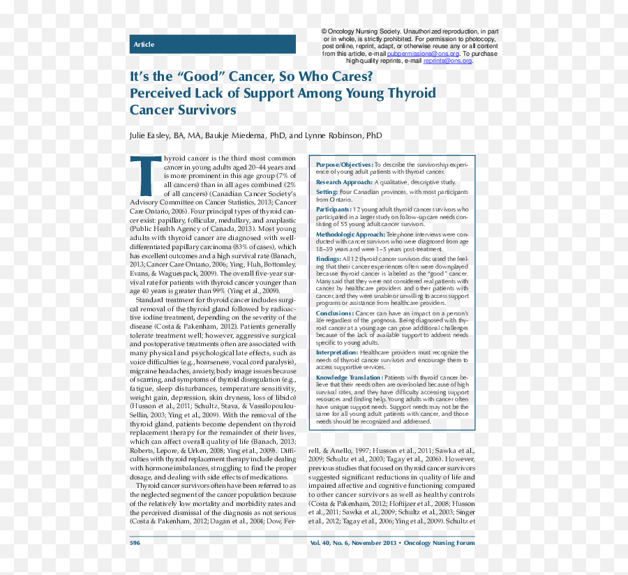 Pdf Itu0027s The Good Cancer So Who Cares Perceived Lack Of - Document Emoji,Emotion Code Questions For Thyroid