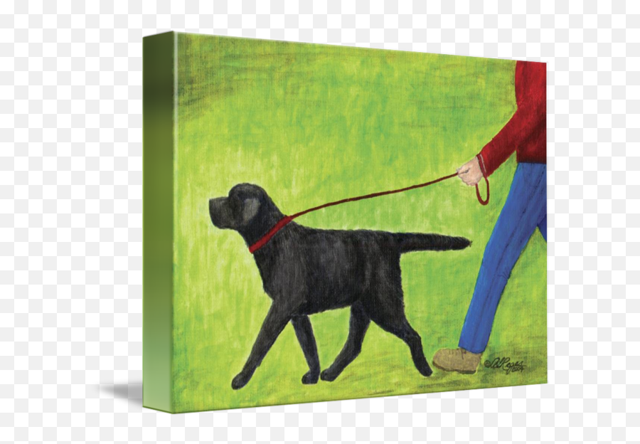 Black Labrador Dog Walking With Dad By Amy Reges Emoji,Emotion Pets Dog