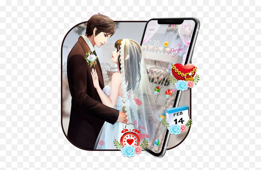Romantic Couple Sweet Love Wallpaper - Wedding Dress Emoji,Cute Couple Emoji Stories