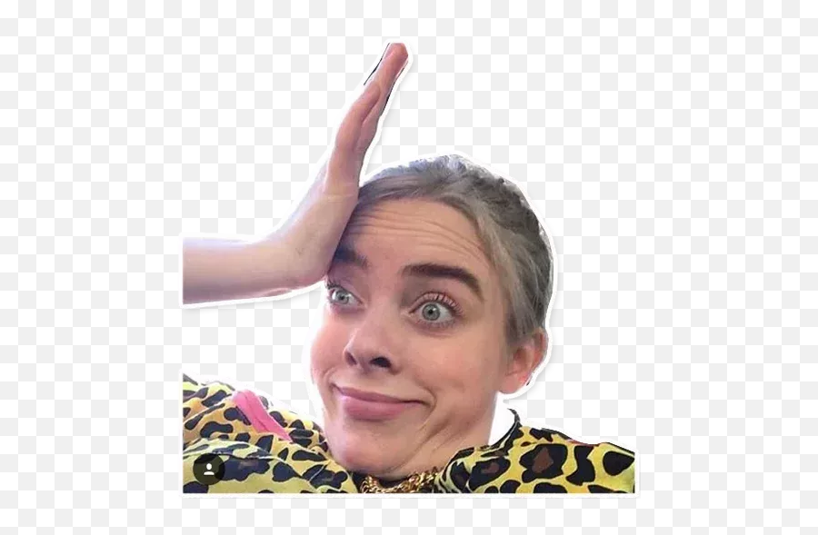 Billie Eilish Meme Faces - Billie Eilish Funny Face Emoji,Emotions Smiling With Drop On Forehead