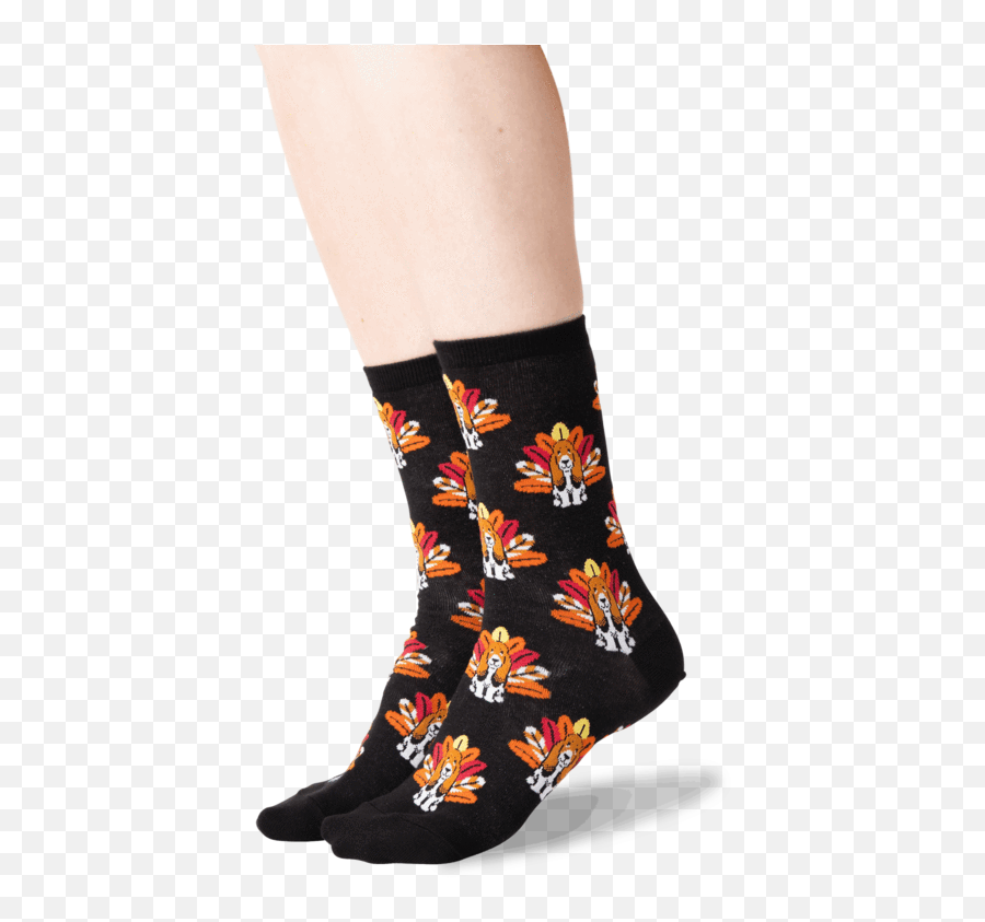 Womens Turkey Dog Crew Socks - Girly Emoji,Turkey Dinner Emoji