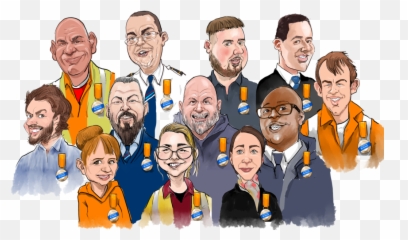 Drawn By Mike - Group And Team Caricatures Social Group Emoji,20 Characture Emotions