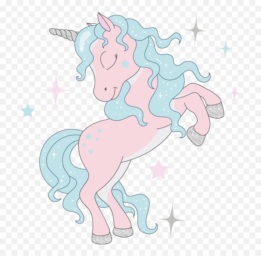Glimmer Unicorns Pattern Illustration Decal - Tenstickers Emoji,Unicorn Emoji Dark Blue