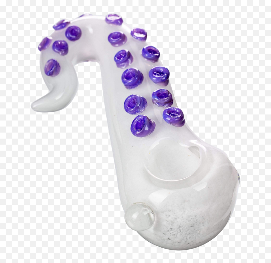 Glass Alien Tentacle Spoon Pipe - Lovely Emoji,Purple Horned Emoji