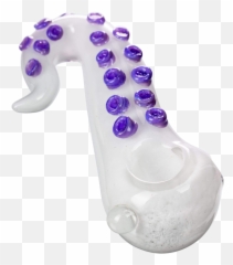 Glass Alien Tentacle Spoon Pipe - Lovely Emoji,Purple Horned Emoji