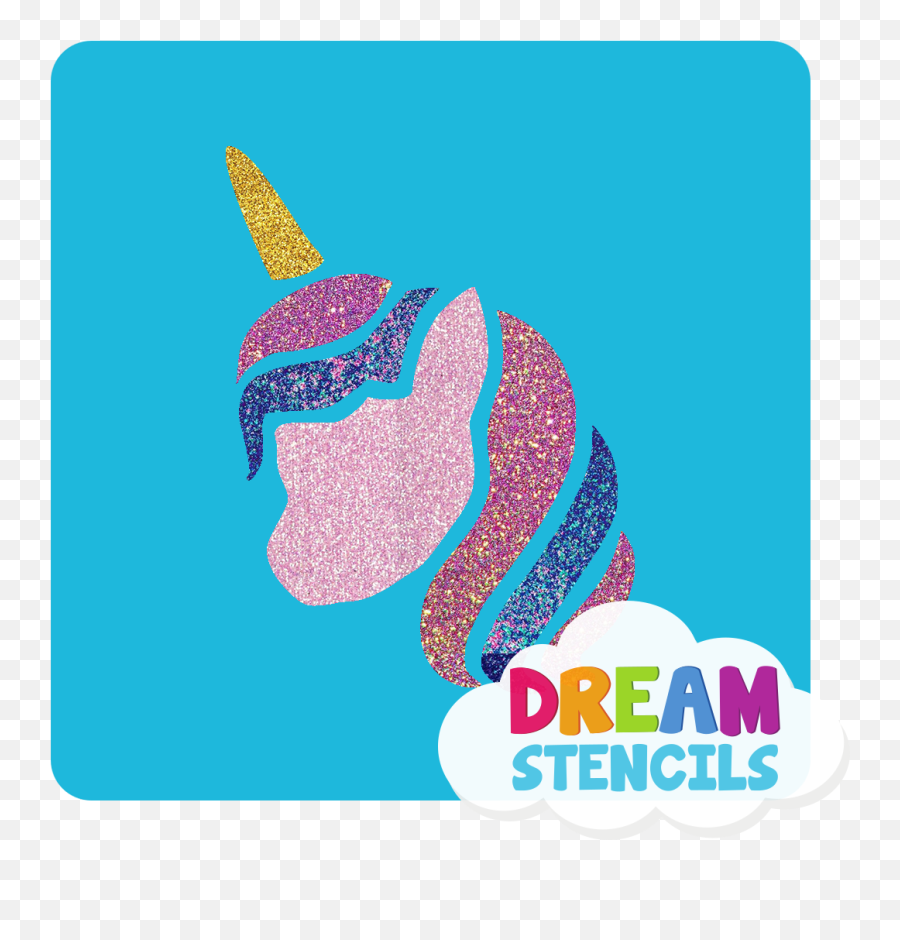 Unicorn Head Glitter Tattoo Stencil - Language Emoji,Emoji Tattoo