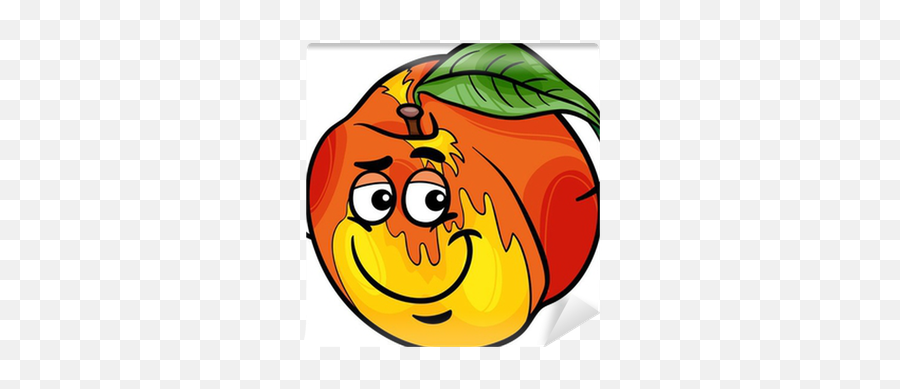 Funny Peach Fruit Cartoon Illustration Wall Mural U2022 Pixers - We Live To Change Pesca Cartone Animato Emoji,Emoticon Of The Peach