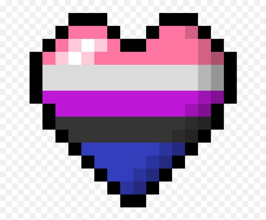 Gender Fluid Pixel Heart - Live Loud Graphics Heart Pixel Art Emoji,Multicolored Heart Emojis