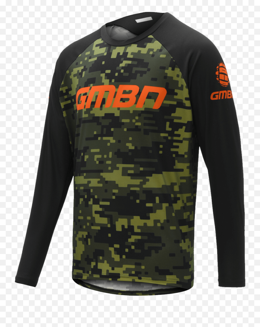 Gmbn Descent Jersey Long Sleeve - Camo Green U0026 Orange Long Sleeve Emoji,Camo Print Your Emotion