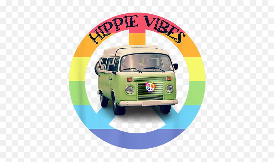 Hippie Vibes Peace Sign Rainbow Colors Hippie Van T - Shirt Emoji,Pics Of Hippie Emojis