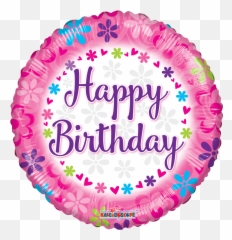 Pink Balloons Png - 18 Happy Birthday Pink With Flowers Birthday Balloons With Pink Emoji,Emoji Party Balloons