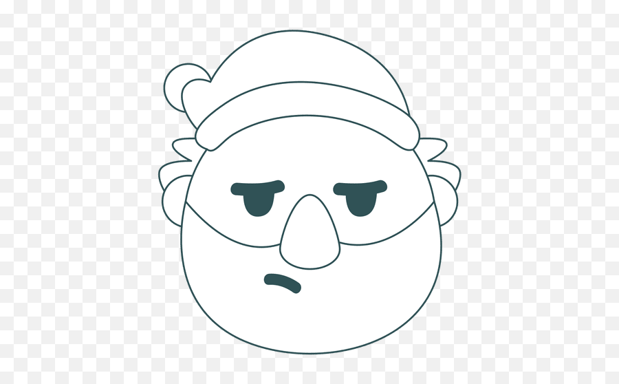 Frown Santa Claus Green Stroke Emoticon - Coloriage Emoji,Frown Emoticon