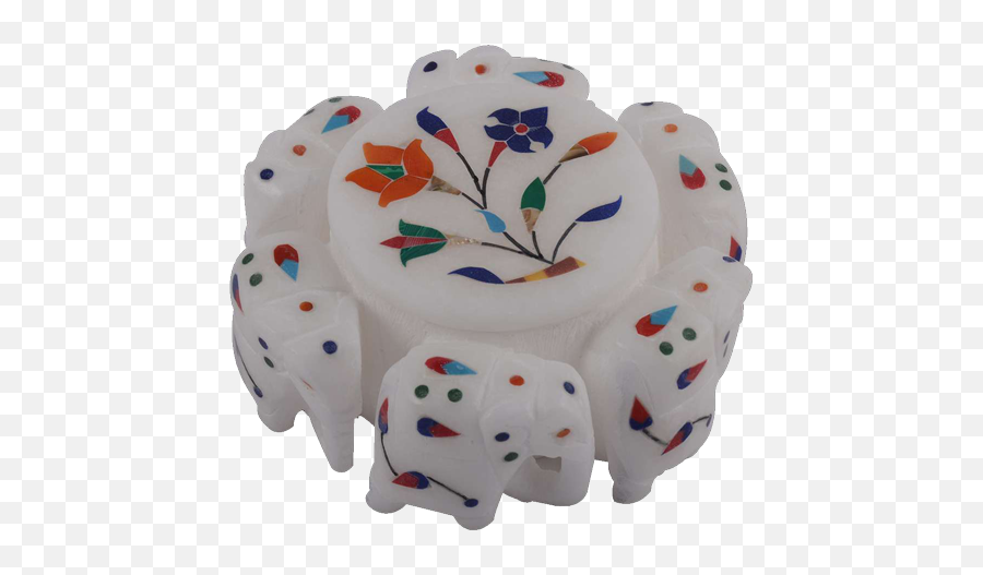 Elephant Carved White Marble Box 4 Inch - Lovely Emoji,Emoji Marbles