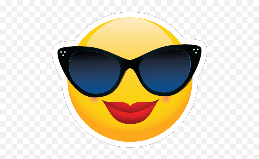 Cute Classy Sunglasses Female Emoji Sticker - Cute Emoji With Glasses,Female Emoji