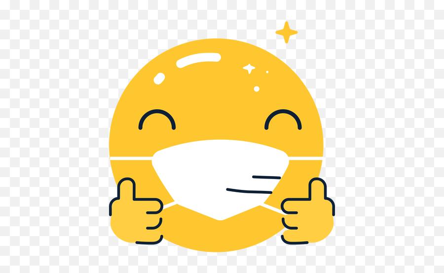 Emoji Thumbs Up With Facemask Flat - Transparent Png U0026 Svg Emoji Con Mascarilla Feliz,Mask Emoji