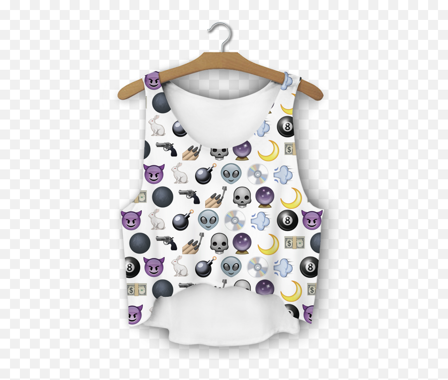 Womenu0027s Crop Top Vest Fashion Full Printed Pattern Emoji,White Emoji Crop Top
