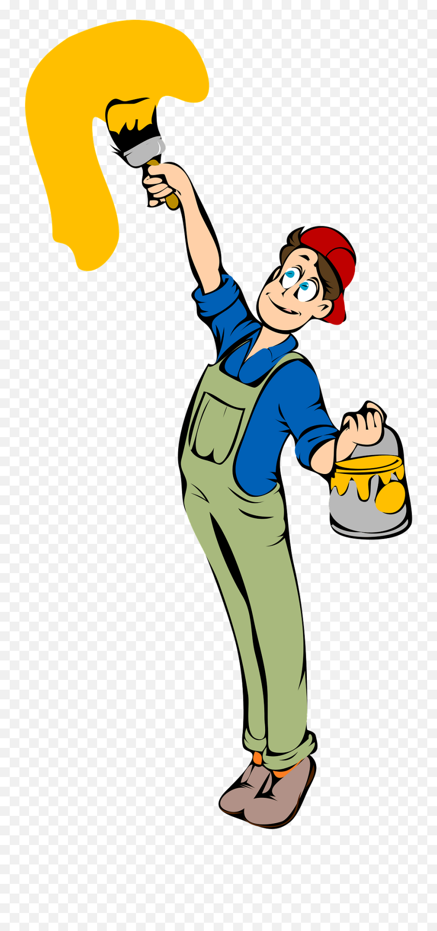Man Painting Out Of A Bucket Clipart - Tradesman Emoji,Paint Bucket Emoji