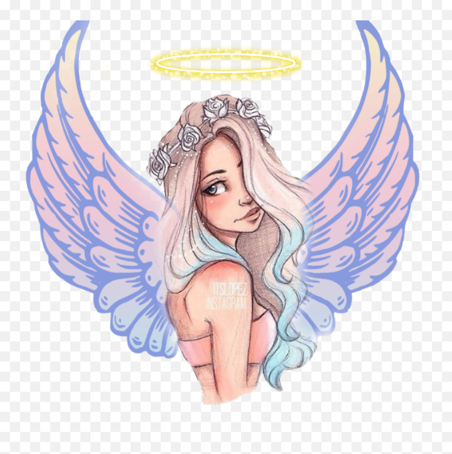 Wings Halo Angel Sticker - Cartoon Transparent Angel Wing Emoji,Girl Angel Emoji