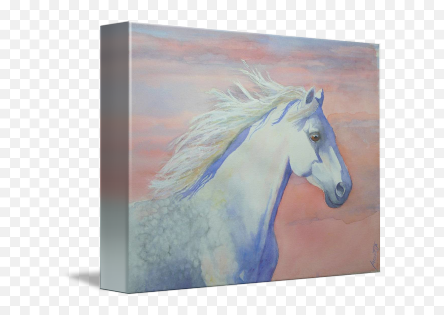 White Horse Running Sunset Painting By Cara Iacovetta - Picture Frame Emoji,The Emotion Code Healing Horses