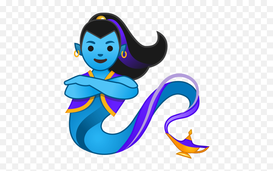 Fêmea De Génio Azul - Emoji,Emoticon Guarda Chuva