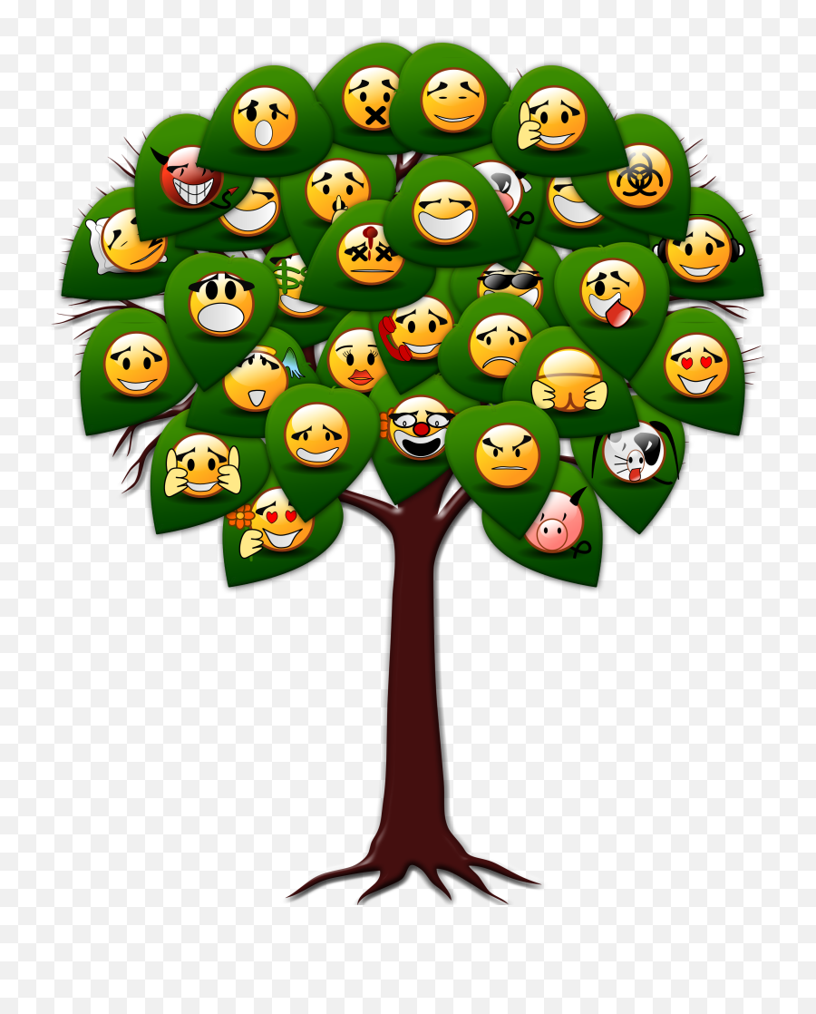 Painted Tree With Yellow Emoticons Free Image Download Emoji,Graphics Emoticons