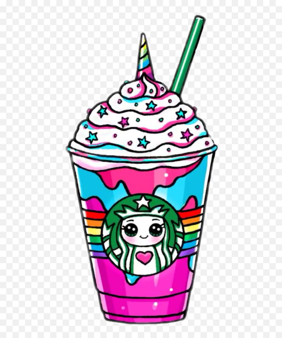 Unicorn Starbucks Coffee Wallpaper - Drawing Cute Kawaii Unicorn Emoji,Frappuccino Emoji