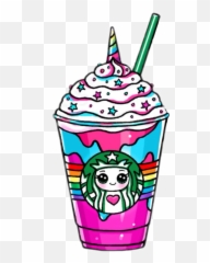 Unicorn Starbucks Coffee Wallpaper - Drawing Cute Kawaii Unicorn Emoji,Frappuccino Emoji