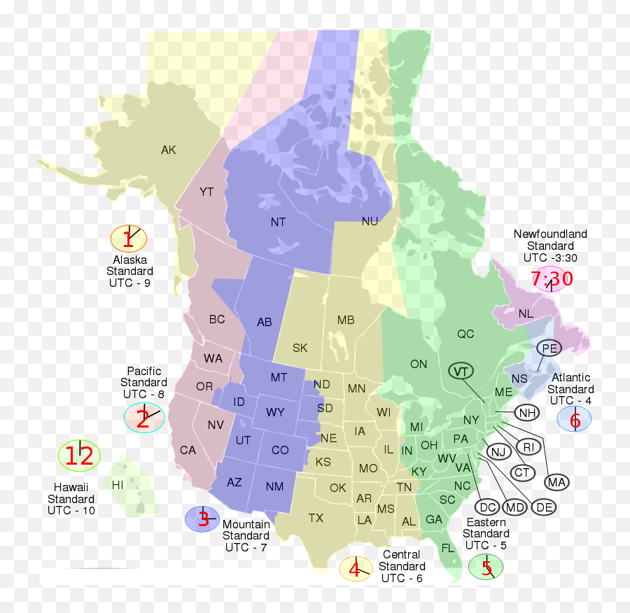 Free Clipart Usa Canada Time Zone Map Rfc1394 Emoji,Emoji For Timezone