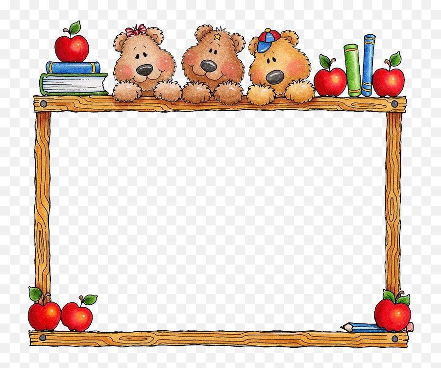 Download Picture School Apple Frame Bear Education Border Emoji,Emoticon Faces Boarder