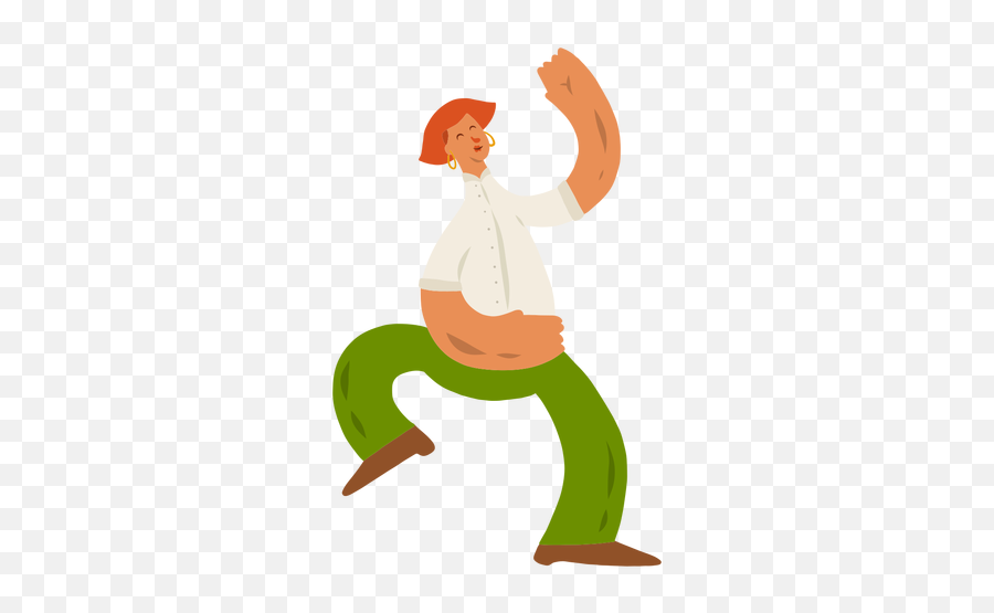 Woman Blouse Trousers Ear Ring Dancing - Stretches Emoji,Woman Dancing Emotion