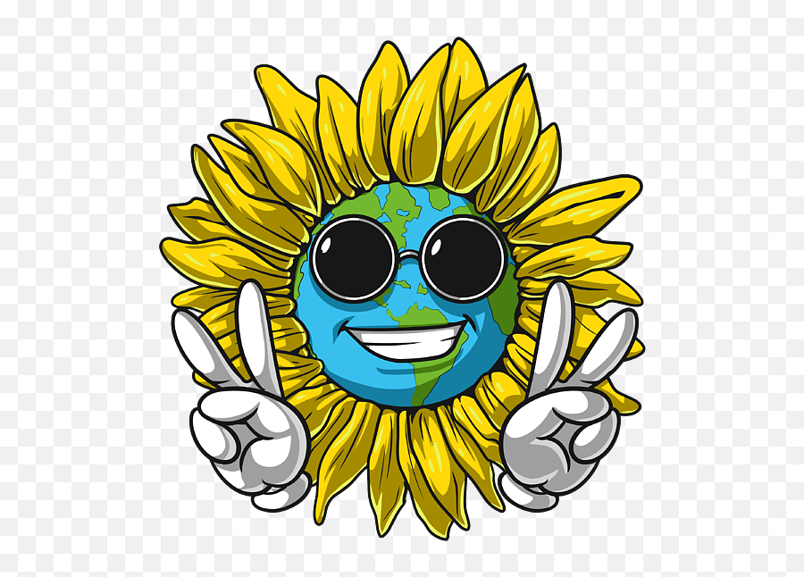 Hippie Sunflower Planet Earth Peace Nature Environmentalist - Sunflower Hippie Emoji,Earth Emoticon Png