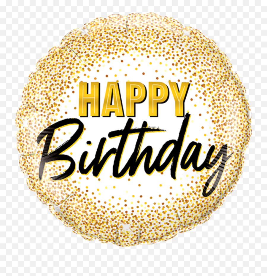 Gold Dots Happy Birthday Balloon - Gold Happy Birthday Text Png Emoji,70th Birthday Emoji