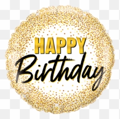 Gold Dots Happy Birthday Balloon - Gold Happy Birthday Text Png Emoji,70th Birthday Emoji