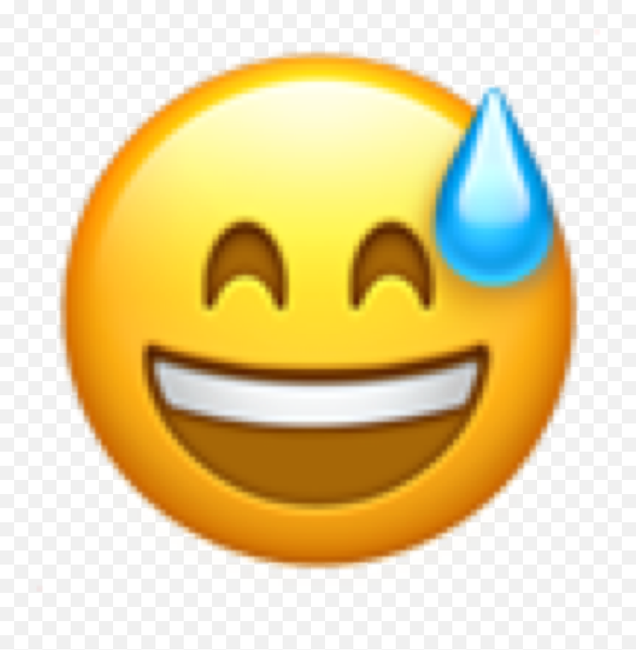 Emoji Sticker Hehe Sticker - Grinning Face With Sweat Png,Hehe Emoji