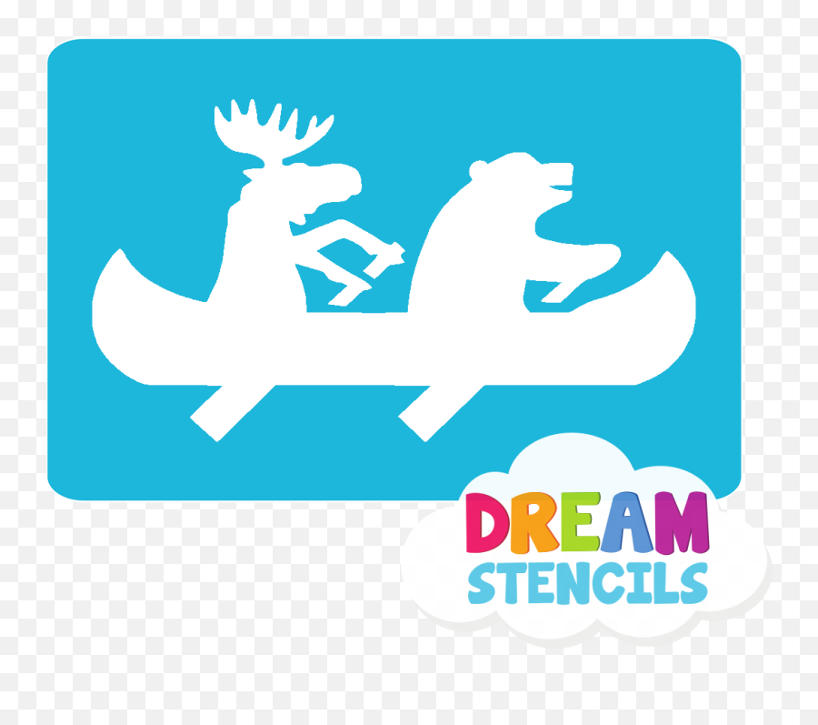 Moose And Bear In Canoe Glitter Tattoo Stencil - Hp126 5pc Pack Stencil Emoji,Canoe Emoji