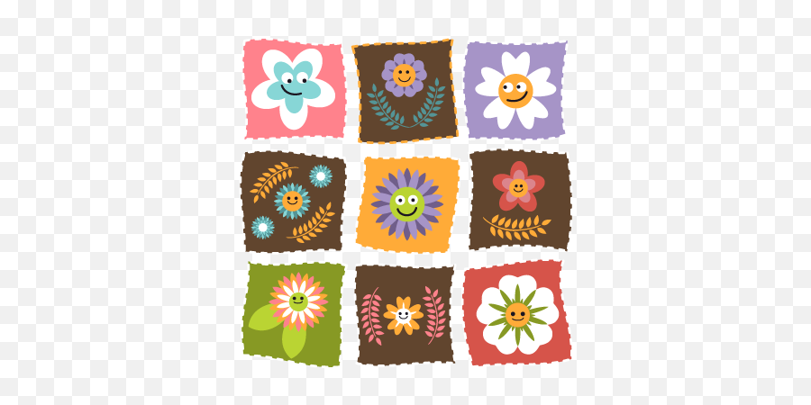 Kids Floral Patch Square Stickers - Square Stickers For Kids Emoji,Emoji Wall Stickers