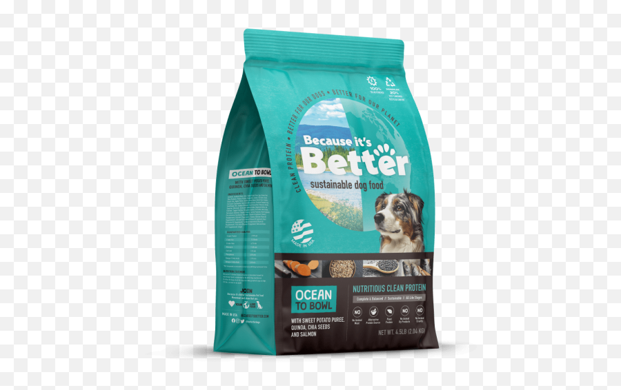 Products - Because Its Better Because Better Ocean To Bowl With Sweet Potato Puree Quinoa Chia Seeds And Salmon Nutritious Clean Protein All Life Stages Sustainable Dog Food Emoji,Small Chia Pet Emoji